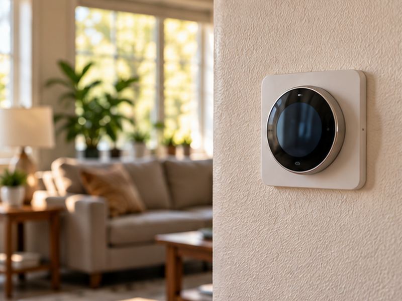 A thermostat in an everyday home